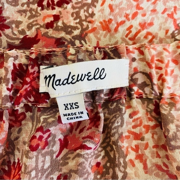 Madewell Silk Off The Shoulder Top In Watercolor Paisley Size XXS - Picture 7 of 9